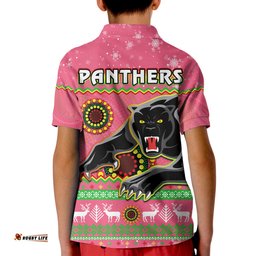 Panthers Christmas Polo Shirt Aboriginal Pattern Penrith Pink Version Amazing Aussie