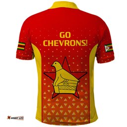 Zimbabwe Cricket Polo Shirt Go Chevrons Dynamic Version 2023