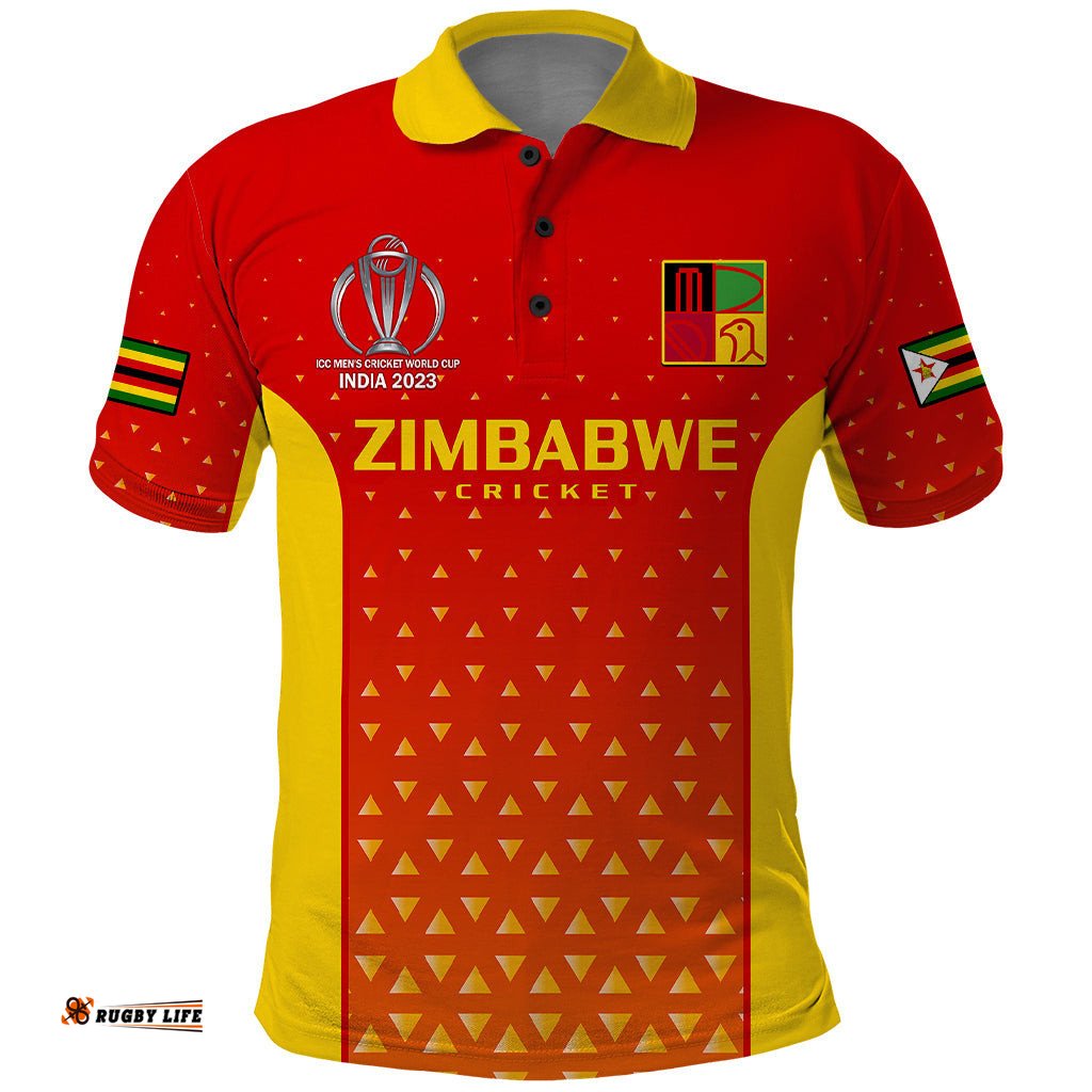 Zimbabwe Cricket Polo Shirt Go Chevrons Dynamic Version 2023