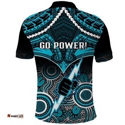 Port Adelaide Football Polo Shirt Power Aboriginal Mix Polynesian Pattern