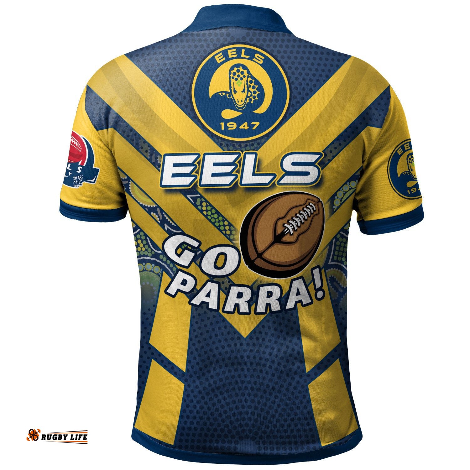 Eels Rugby Polo Shirt - Custom GO PARRA Eels Aboriginal Patterns Polo Shirt Amazing Aussie