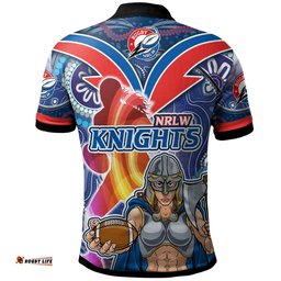 NRLW Knights Rugby Polo Shirt - Custom Rugby Ball Indigenous Aboriginal Knights Women Polo Shirt Amazing Aussie
