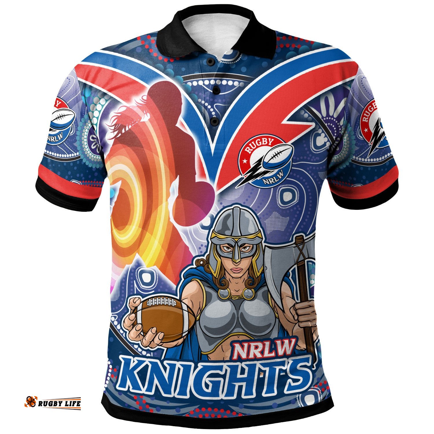 NRLW Knights Rugby Polo Shirt - Custom Rugby Ball Indigenous Aboriginal Knights Women Polo Shirt Amazing Aussie