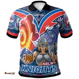 NRLW Knights Rugby Polo Shirt - Custom Rugby Ball Indigenous Aboriginal Knights Women Polo Shirt Amazing Aussie