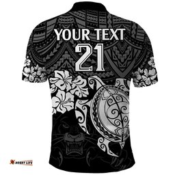 Custom Panthers Rugby Polo Shirt Penrith Hibiscus and Turtle With Polynesian Pattern
