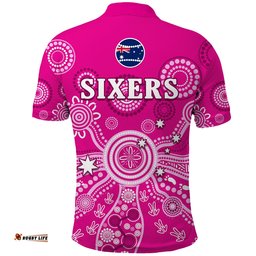 Sydney Sixers Polo Shirt Cricket Indigenous Australian Art Ver.02 Amazing Aussie