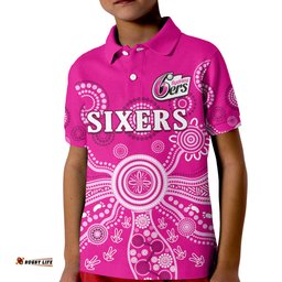 Sydney Sixers Polo Shirt Cricket Indigenous Australian Art Ver.02 Amazing Aussie