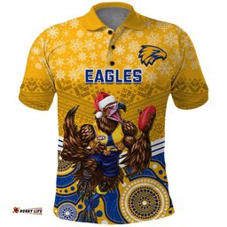 Custom Eagles Football Christmas Polo Shirt Merry Xmas 2023 Mix Aboriginal Art