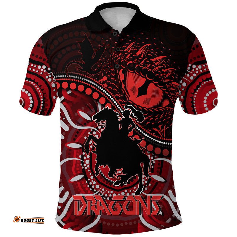 St. George Illawarra Dragons Polo Shirt Dragons Aboriginal Dreamtime Style Amazing Aussie