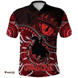 St. George Illawarra Dragons Polo Shirt Dragons Aboriginal Dreamtime Style Amazing Aussie