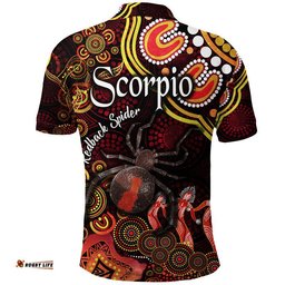 Australian Astrology Polo Shirt Scorpio Redback Spider Zodiac Aboriginal Vibes - Red Amazing Aussie