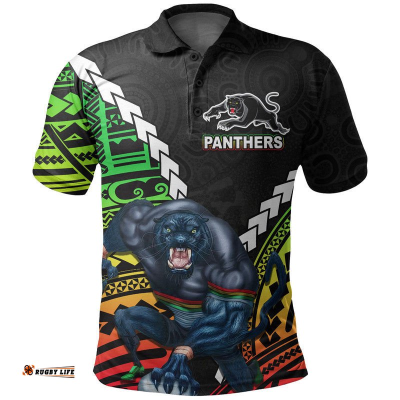 Panthers Rugby Polo Shirt Mix Polynesian Amazing Aussie
