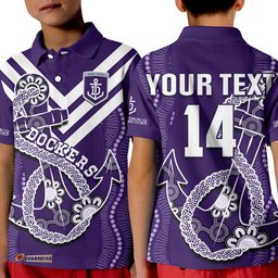 Custom Text And Number Dockers Football Polo Shirt Fremantle Anchor Mix Aboriginal Pattern Dynamic Style Amazing Aussie