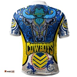Cowboys Rugby Indigenous Polo Shirt - Custom Tribal Cows With Aboriginal Culture Polo Shirt Amazing Aussie