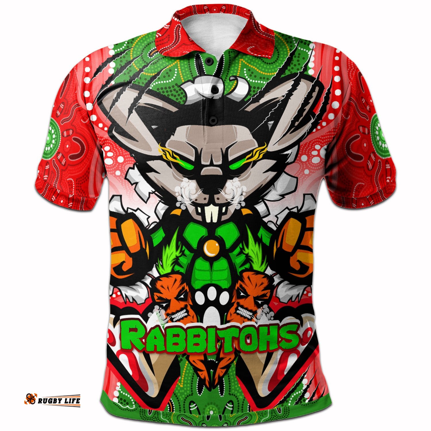 South Sydney Rabbitohs Aboriginal Rugby Polo Shirt - Indigenous Rabbitohs Stand Above the Rest Polo Shirt Amazing Aussie