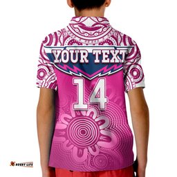 Custom Text And Number Cowboys Rugby Polo Shirt Aboriginal Pattern Pink Version Amazing Aussie
