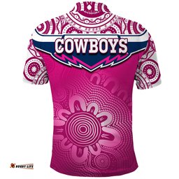 Cowboys Rugby Polo Shirt Aboriginal Pattern Pink Version Amazing Aussie