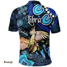 Australian Astrology Polo Shirt Libra Cockatoo Glider Zodiac Aboriginal Vibes - Blue Amazing Aussie