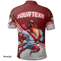 Custom Personalised Dragons Rugby Polo Shirt Mix Aboriginal Simple Amazing Aussie