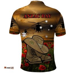Australian ANZAC Polo Shirt Slouch Hat And Army Boots With Poppy Amazing Aussie