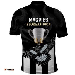 AFL Collingwood Polo Shirt Magpies Premiers 2023 With Trophy Proud