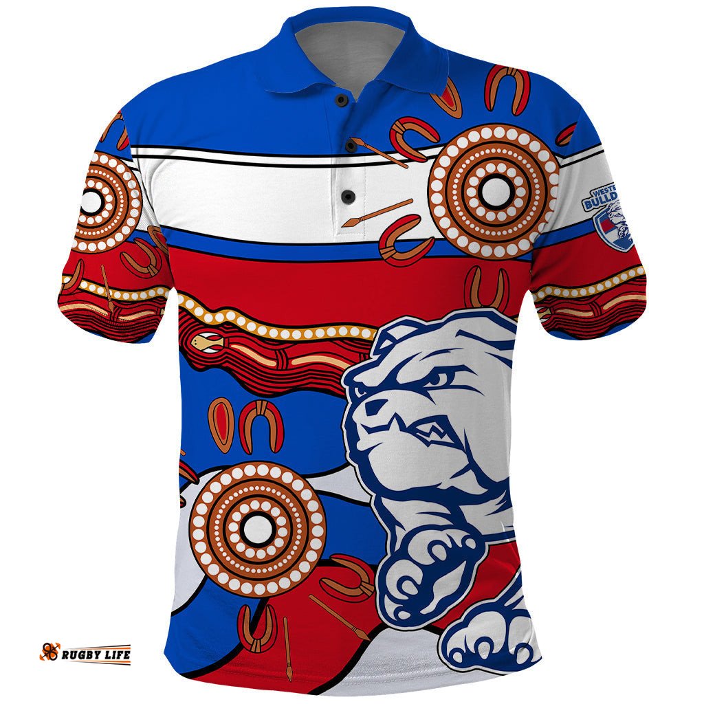 AFL Bulldogs Football Polo Shirt Western Aboriginal Simple Style