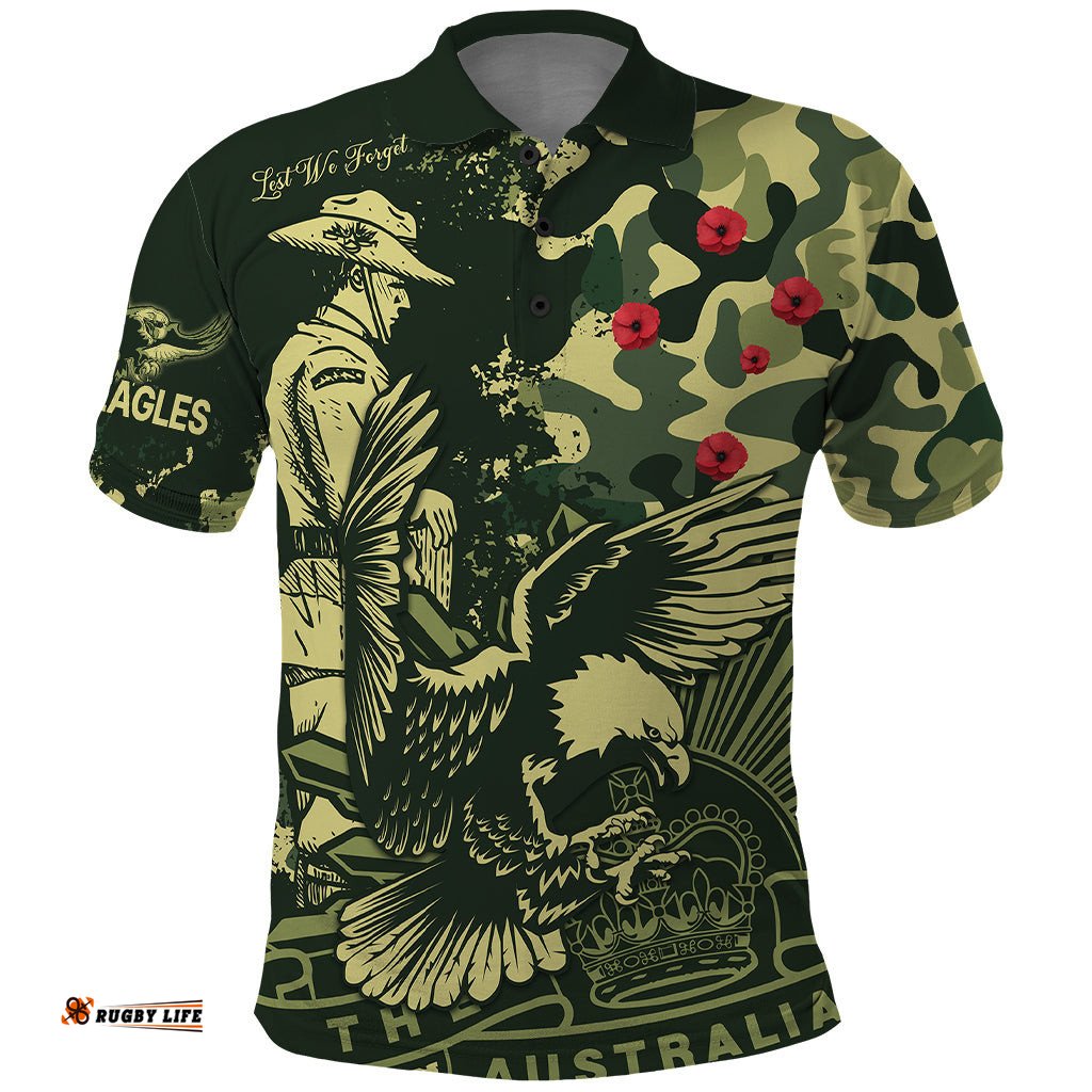 NRL ANZAC 2023 Sea Eagles Polo Shirt Camouflage
