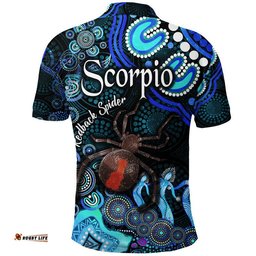 Australian Astrology Polo Shirt Scorpio Redback Spider Zodiac Aboriginal Vibes - Blue Amazing Aussie