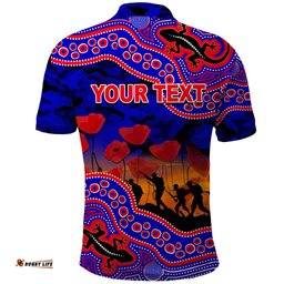 Custom Personalised Anzac Day NRL - Knights Polo Shirt Aboriginal Lizard Patterns