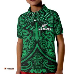 Custom Text and Number New Zealand Silver Fern Rugby Polo Shirt All Black Green NZ Maori Pattern Amazing Aussie