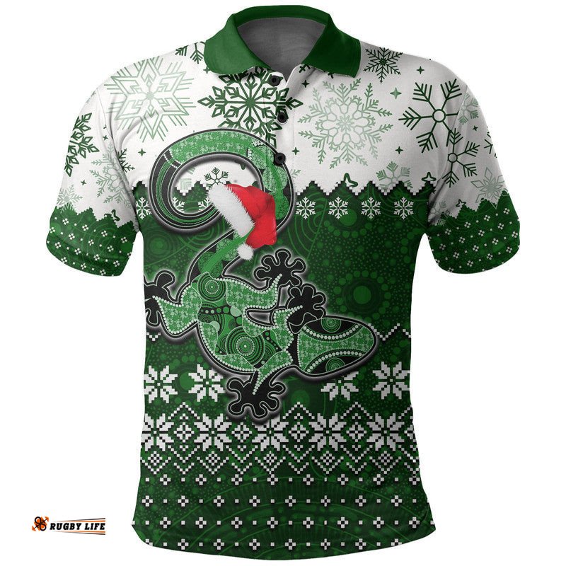 Aboriginal Christmas 2022 Lizard Polo Shirt Green Style Amazing Aussie