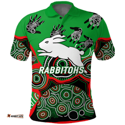 Custom Personalised Rabbitohs Rugby Aboriginal Art Polo Shirt