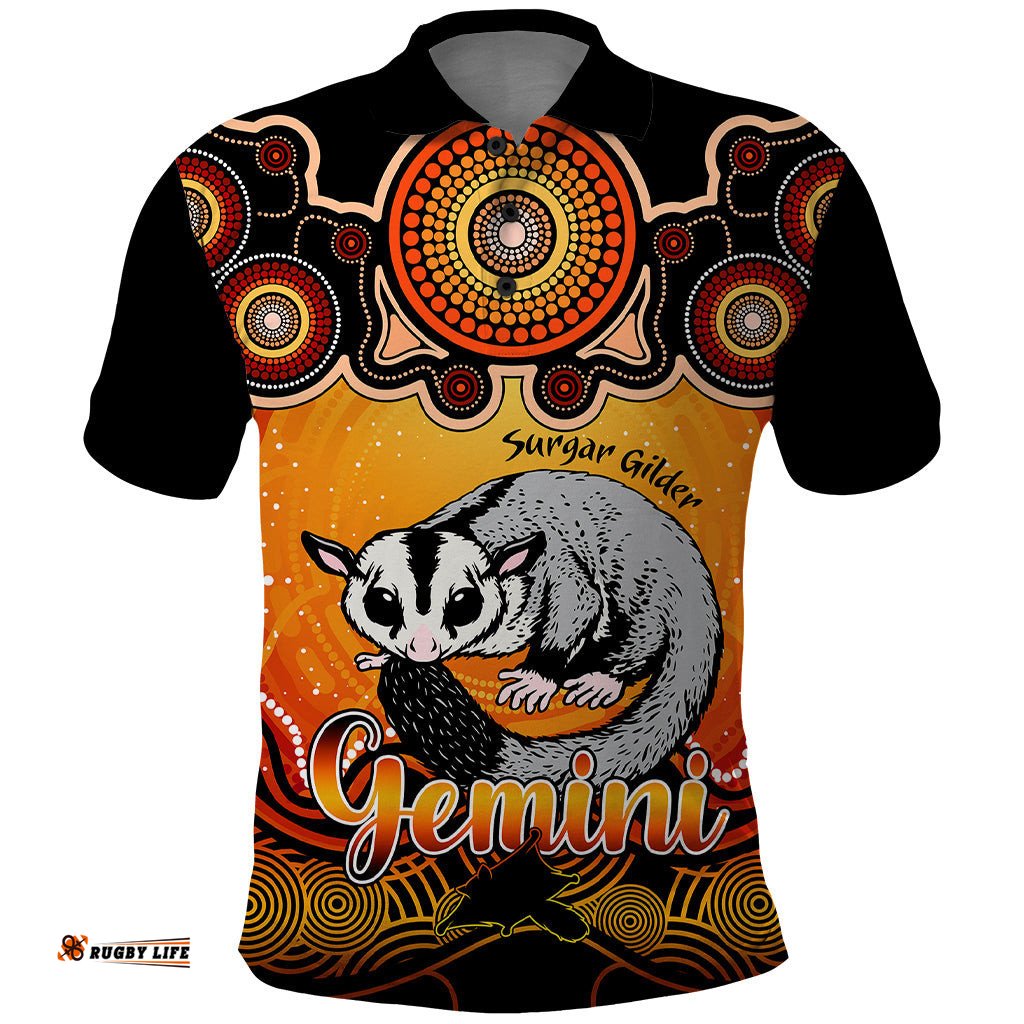 Personalised Australia Gemini Sugar Gilder Zodiac Polo Shirt Auz Astrology Aboriginal - Red