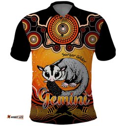 Personalised Australia Gemini Sugar Gilder Zodiac Polo Shirt Auz Astrology Aboriginal - Red