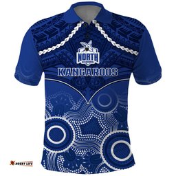 North Melbourne Football Polo Shirt Kangaroos Aboriginal Mix Polynesian Pattern