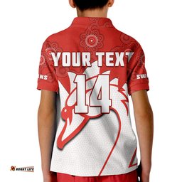 Custom Text And Number Sydney Football Polo Shirt Swans 1874 Dot Painting Artsy Amazing Aussie