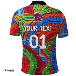 Custom Personalised Brisbane Broncos 2022 Polo Shirt Indigenous Vibes Amazing Aussie