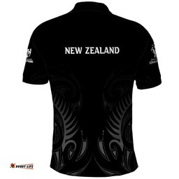 New Zealand Polo Shirt Rugby 2023 Champions Black