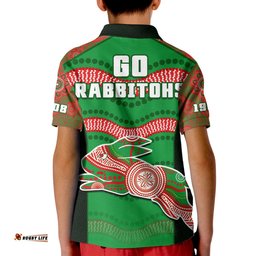 Rabbitohs Rugby Polo Shirt Souths 1908 Aboriginal Dot Painting Go Bunnies Amazing Aussie
