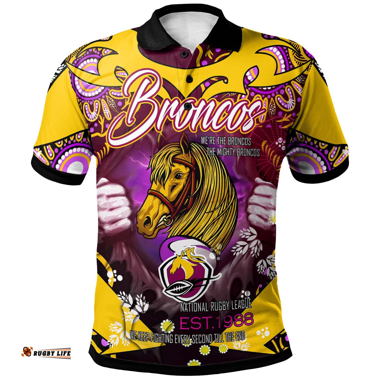 Broncos Rugby Polo Shirt - Custom Personalised WE'RE THE BRONCOS Aboriginal Culture League Rugby Team Polo Shirt Amazing Aussie