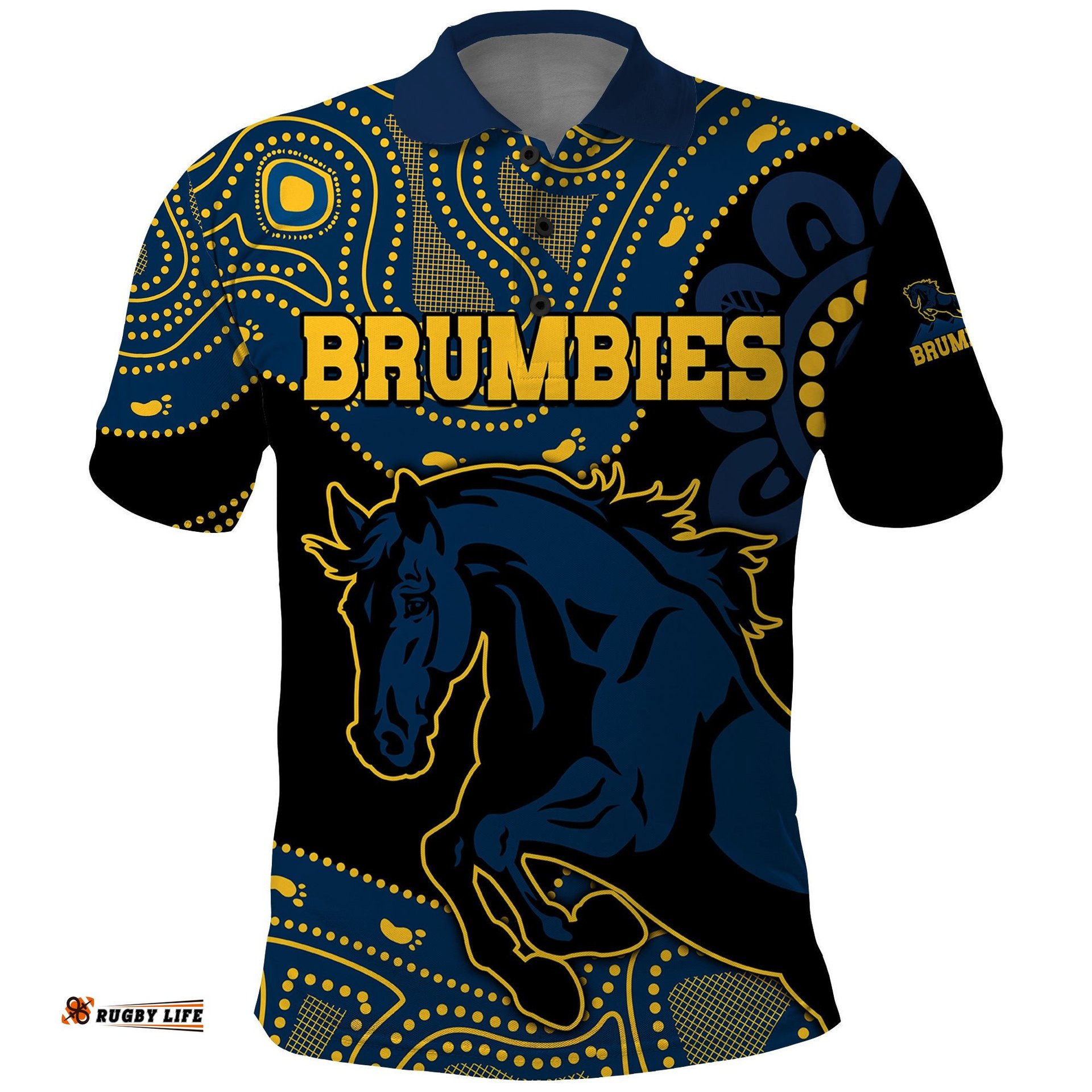 Custom Text And Number Brumbies Rugby Union Polo Shirt Australia indigenous Aboriginal Amazing Aussie