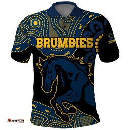 Custom Text And Number Brumbies Rugby Union Polo Shirt Australia indigenous Aboriginal Amazing Aussie