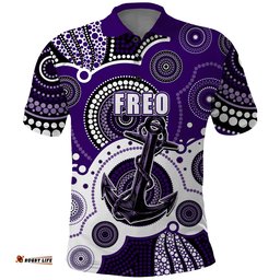 Custom Personalised And Number Freo AFL Polo Shirt Aboriginal Patterns Amazing Aussie