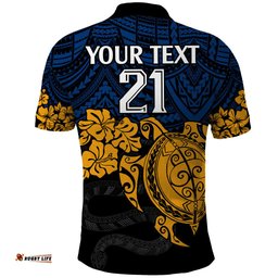 Custom Parra Eels Rugby Polo Shirt Hibiscus and Turtle With Polynesian Pattern