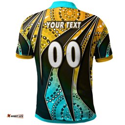 Titans Rugby Polo Shirt - Custom Titans Rugby Ball Aboriginal Style Personalised Player And Number Polo Shirt Amazing Aussie