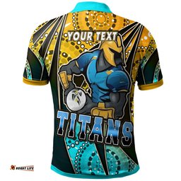 Titans Rugby Polo Shirt - Custom Titans Rugby Ball Aboriginal Style Personalised Player And Number Polo Shirt Amazing Aussie