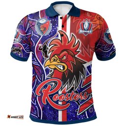 Roosters Rugby Polo Shirt - Custom Roosters Rugby Ball Aboriginal Indigenous Sport Style Polo Shirt Amazing Aussie