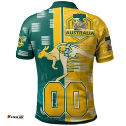 Australian Rugby Sevens Men's Squad Polo Shirt - Custom Kangaroo Rugby Sport Aboriginal Patterns Polo Shirt Amazing Aussie