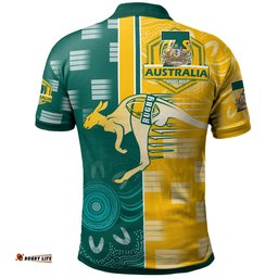Australian Rugby Sevens Men's Squad Polo Shirt - Custom Kangaroo Rugby Sport Aboriginal Patterns Polo Shirt Amazing Aussie