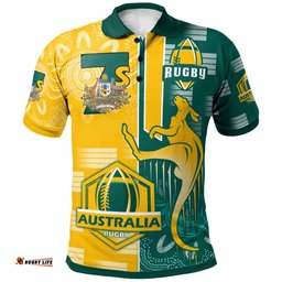 Australian Rugby Sevens Men's Squad Polo Shirt - Custom Kangaroo Rugby Sport Aboriginal Patterns Polo Shirt Amazing Aussie
